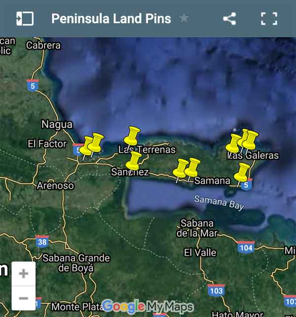 Samana Peninsula Map Pins